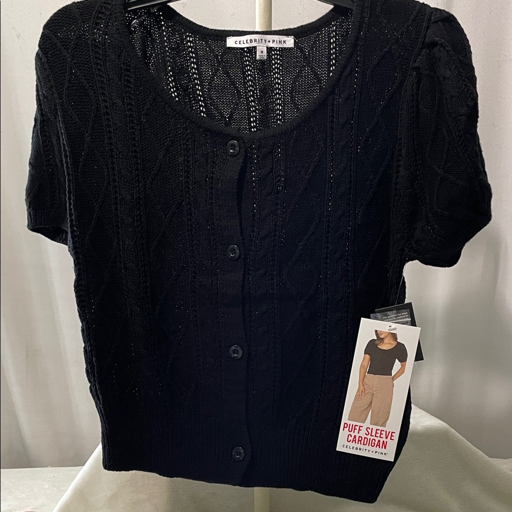 NEW Celebrity Pink Black Button-Up Cardigan